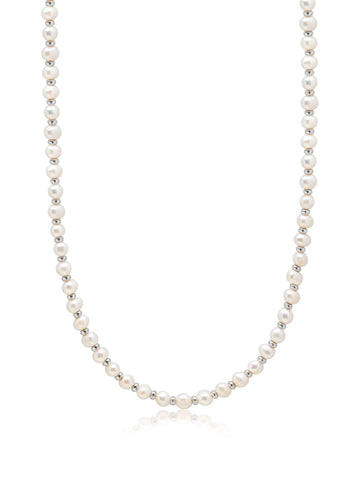 Nialaya Men's Necklace Mini Pearl Choker with Silver 20 Inches / 50.8 cm MNEC_300